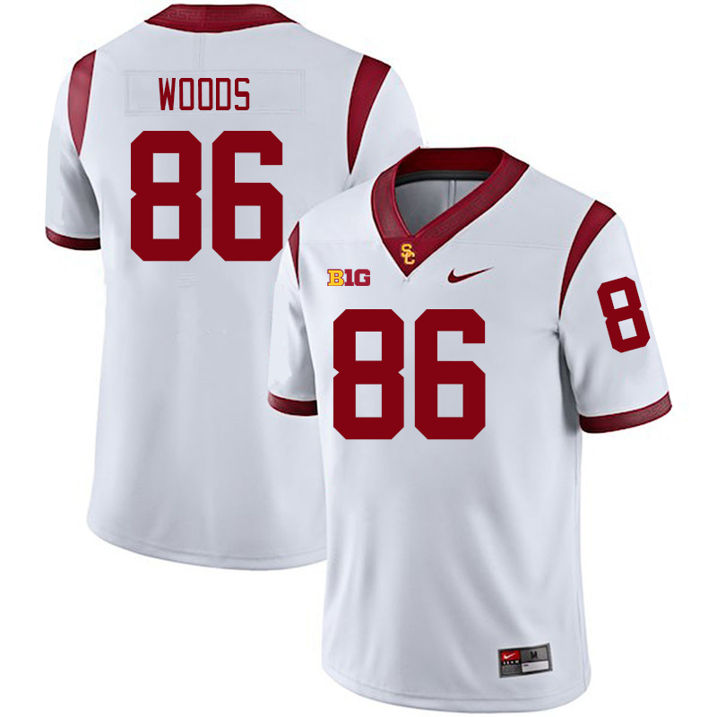 USC Trojans #86 CJ Woods Big 10 Conference College Football Jerseys Stitched Sale-White